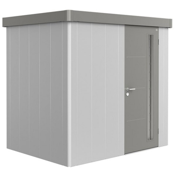 BIOHORT Gerätehaus Neo 1B 236x180 mit Einzeltür silber-metallic (Wand) quarzgrau-metallic (Dach- und