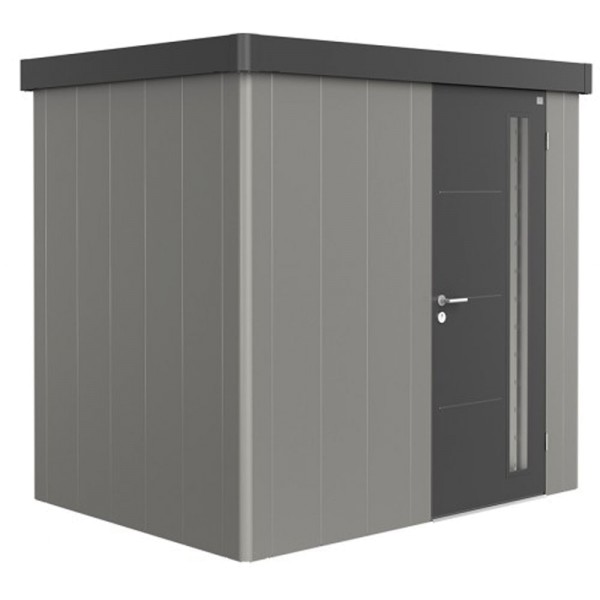 BIOHORT Gerätehaus Neo 1B 236x180 mit Einzeltür quarzgrau-metallic (Wand) dunkelgrau-metallic (Dach-