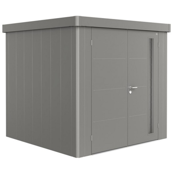 BIOHORT Gerätehaus Neo 2B 236x236 mit Doppeltür quarzgrau-metallic