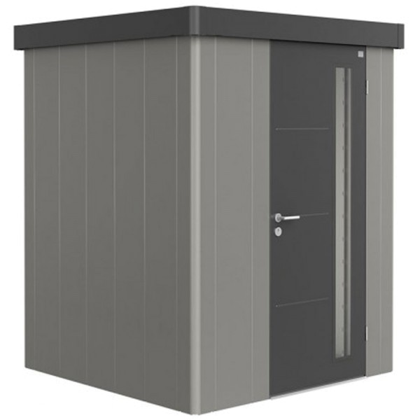 BIOHORT Gerätehaus Neo 1A 180x180 mit Einzeltür quarzgrau-metallic (Wand) dunkelgrau-metallic (Dach-