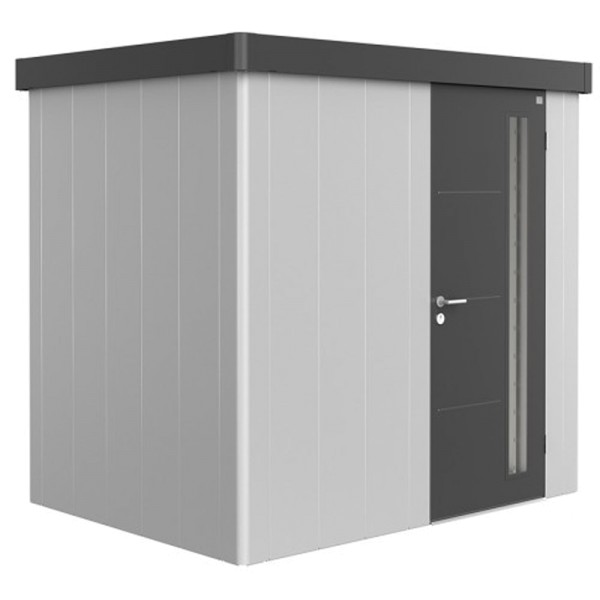 BIOHORT Gerätehaus Neo 1B 236x180 mit Einzeltür silber-metallic (Wand) dunkelgrau-metallic (Dach- un