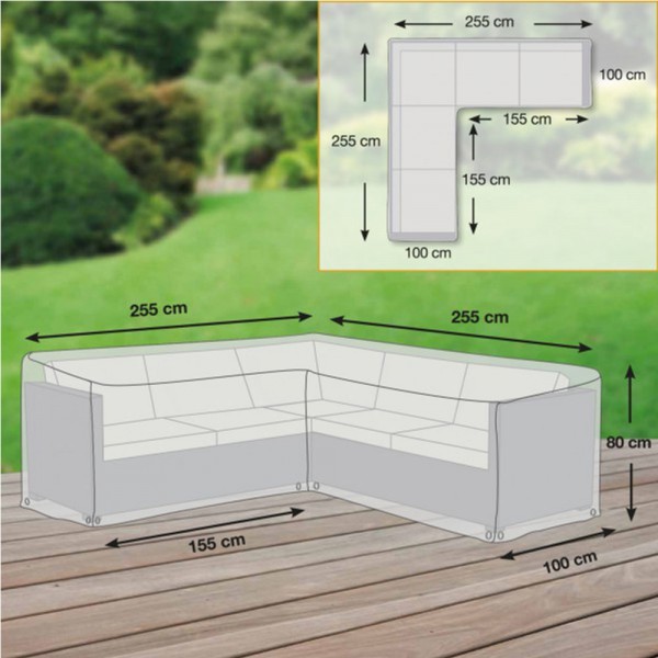 GWM Schutzhülle für Loungegruppe L-Form 255x255x70cm - 4260270623613 | by gartenteiche-fockenberg.de