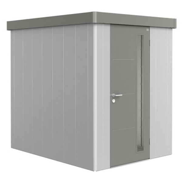 BIOHORT Gerätehaus Neo 2A 180x236 mit Einzeltür silber-metallic (Wand) quarzgrau-metallic (Dach- und