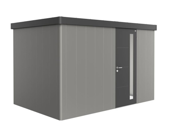 BIOHORT Gerätehaus Neo 2D 348x236 mit Einzeltür (zweifarbig) quarzgrau- / dunkelgrau-metallic