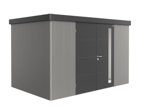 BIOHORT Gerätehaus Neo 2D 348x236 mit Doppeltür (zweifarbig) quarzgrau- / dunkelgrau-metallic