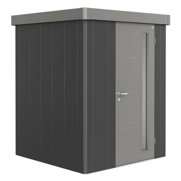 BIOHORT Gerätehaus Neo 1A 180x180 mit Einzeltür dunkelgrau-metallic (Wand) quarzgrau-metallic (Dach-