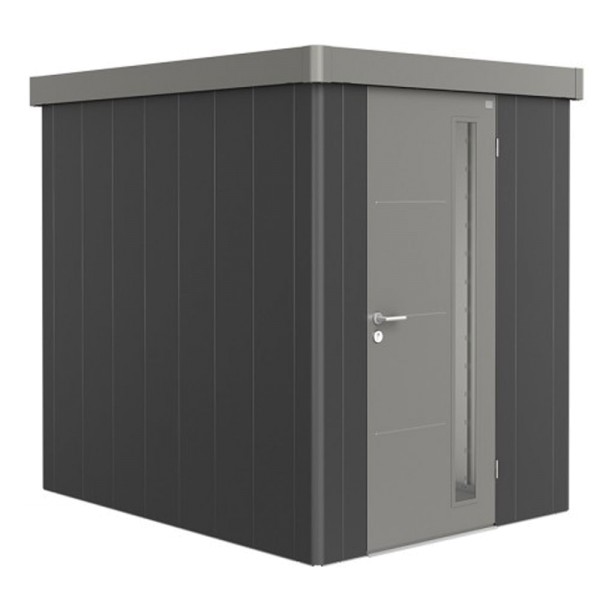BIOHORT Gerätehaus Neo 2A 180x236 mit Einzeltür dunkelgrau-metallic (Wand) quarzgrau-metallic (Dach-
