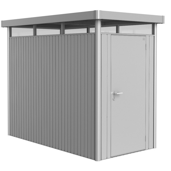 BIOHORT Gerätehaus HighLine HS 155x275 mit Einzeltüre silber-metallic - 9003414830103 | by gartenmoebel-fockenberg.de