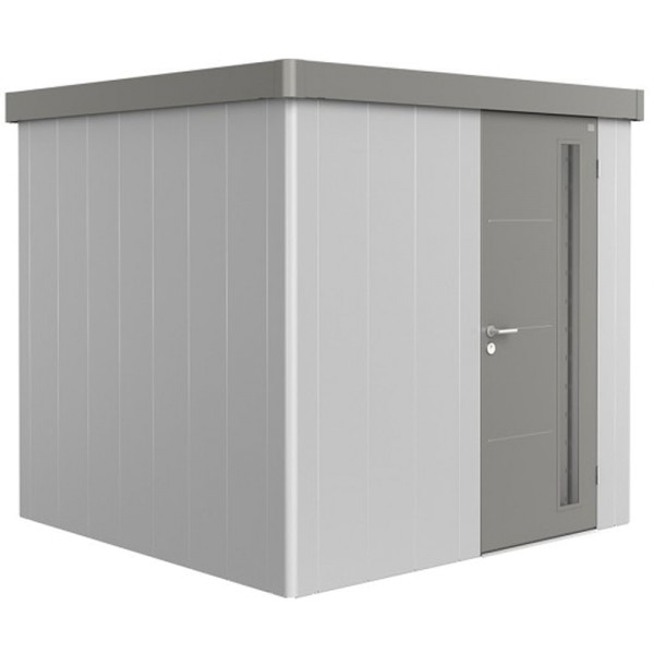 BIOHORT Gerätehaus Neo 2B 236x236 mit Einzeltür silber-metallic (Wand) quarzgrau-metallic (Dach- und