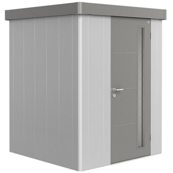 BIOHORT Gerätehaus Neo 1A 180x180 mit Einzeltür silber-metallic (Wand) quarzgrau-metallic (Dach- und