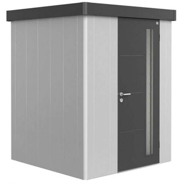 BIOHORT Gerätehaus Neo 1A 180x180 mit Einzeltür silber-metallic (Wand) dunkelgrau-metallic (Dach- un